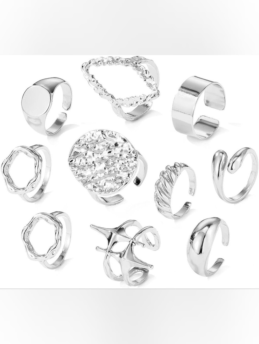 Chunky Rings Statement Rings Set, Stackable - Picture 8 of 8